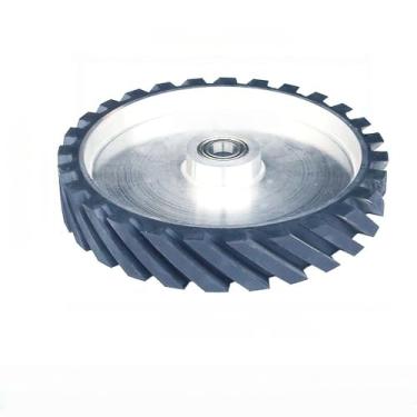 Imagem de Roda de contato de borracha ranhurada de 300x50 mm, 12 polegadas x 2 polegadas, peça de retificadora de correia balanceada dinamicamente para retificação de metal, 6005 instalado 25