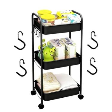 Imagem de ZAANHA Carrinho de rodas multifuncional para banheiro, cozinha, lanches, brinquedos, prateleira de armazenamento(White,B)