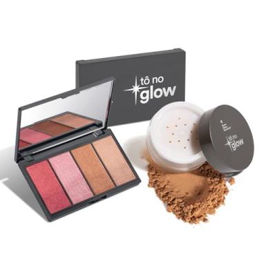 Imagem de Combo Make Radiante Tô No Glow: Paleta de Maquiagem Multifuncional 14,2g + Pó Solto Translúcido Cor 3 9g