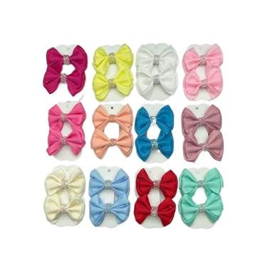 Imagem de Kit 12/24 Laços Infantis Luxo Parzinho Cores Sortidas, Fita Gorgurão, Presilha Bico de Pato(12)