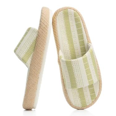 Imagem de Chantomoo Pantufas femininas de espuma viscoelástica para mulheres, bico aberto, chinelo doméstico, Verde A, 11-12