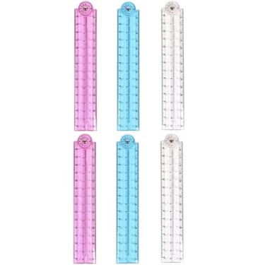 Imagem de Régua de 30cm dobrável para estudante da escola, fácil leitura régua de 30cm reutilizável para matemática Geometria de aprendizagem diária " (6-piece)