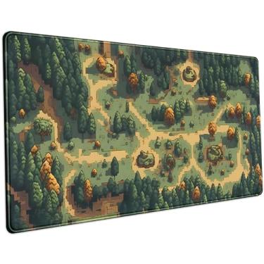 Imagem de Lindo tapete de mesa marrom verde floresta pixel tapete de mouse pad planta tapete de mouse pad XXL grande mesa de jogos para desktop, laptop, computador, mousepad, teclado, mouse pad para mulheres