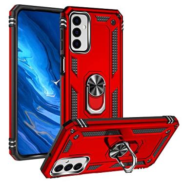 Imagem de SORAKA Capa para Samsung Galaxy M23 5G com suporte de anel capa protetora para Samsung Galaxy M23 5G capa traseira de policarbonato rígido com placa de metal para suporte magnético de telefone carro