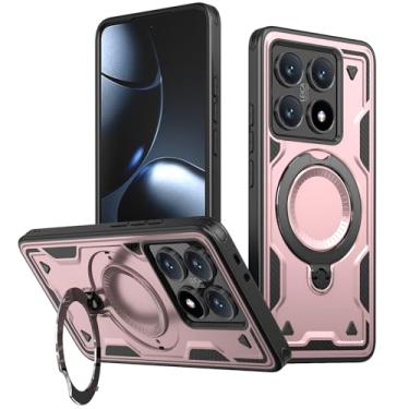 Imagem de SORAKA Capa para Xiaomi 14T Pro com suporte,compatível com MagSafe,Capa para Xiaomi 14T Pro com chapa de ferro Capa resistente que absorve choques Proteção contra quedas de nível militar