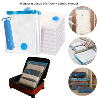 Imagem de Kit Sacos a vácuo 50x70cm Organizador de Mochila Mala Mantas Travessei