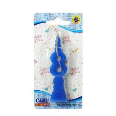 Imagem de Vela De Aniversario Numero 8 Azul 8Cm