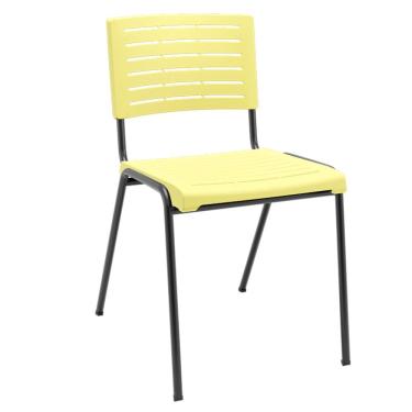 Imagem de Cadeira Empilhável Fixa Escritório Multiuso Base Preta Kimi P03 Amarelo - Lyam Decor