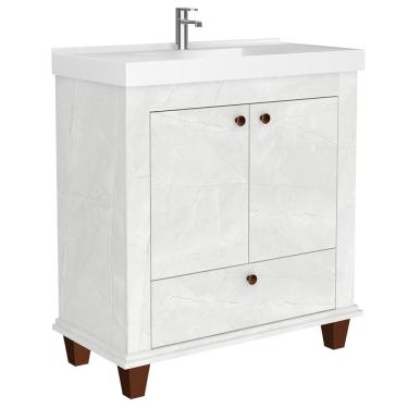Imagem de Balcão Gabinete Para Banheiro Com Pés Sem Tampo 80cm Malezia B06 Cristal - Lyam Decor
