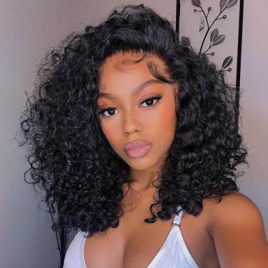 Imagem de Peruca OQ HAIR Glueless Human Hair Kinky Curly 180% de densidade 18 po