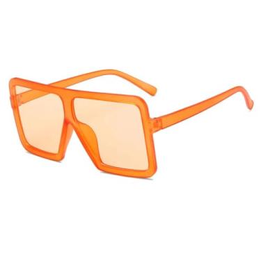 Imagem de HPIRME Óculos vintage grandes femininos para homens, armação grande punk, luxo, UV400 (laranja fosco)