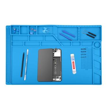 Imagem de MMOBIEL Tapete de solda e reparo de silicone - 53 x 35 cm - resistente ao calor até 500 °C (500 °C) - Tapete de bancada grande para solda, celular, computador e eletrônicos - Tapete de solda de