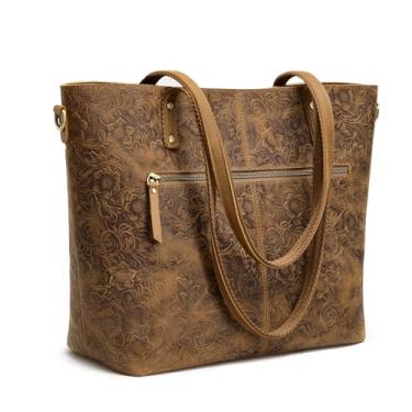 Imagem de S-ZONE Bolsa De Couro Feminina Grande Para Trabalho, Designer Com Alça Ajustável