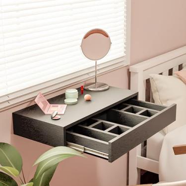 Imagem de Mesa Suspensa com Gaveta Penteadeira Com Divisórias em Mdf Reforçado 15mm Preto