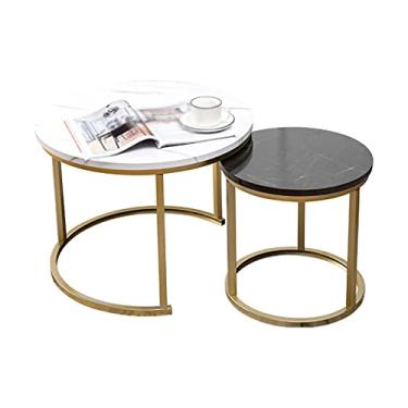 Imagem de Mesa de centro de design simples, mesa de café redonda de ferro forjado, mesa de café industrial, sala de estar, quarto, combinada, decorativa, mesa lateral de chá, mesa lateral minimalista para sala