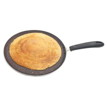 Imagem de Base de indução antiaderente Dosa Tawa melhor panela antiaderente Dosa Tawa com uma peça de espátula de madeira e uma peça de plástico Scrubber Dosa Griddle Pan redondo Dosa Pan