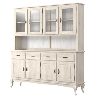 Imagem de Balcão com Arca Oratório em Madeira Maciça 4 Mais 4 Portas Branco Envelhecido