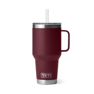 Imagem de Caneca de canudo YETI Rambler de 1000 ml, com isolamento a vácuo, aço inoxidável, vermelho vinha selvagem