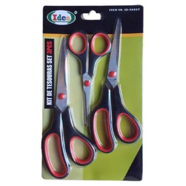 Imagem de Kit 3 Tesouras Multiuso Cabelo Papel Plástico Tecido - Idea