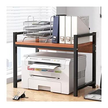 Imagem de Suporte de impressão de nível duplo para impressora de mesa de escritório prateleiras prateleiras placa feita à mão rack de estrutura de aço rack de armazenamento doméstico mesa de impressora (cor: D)