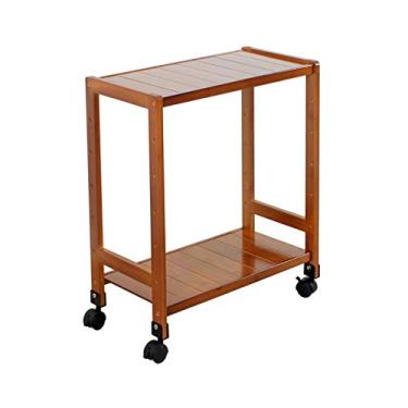 Imagem de Suporte de CPU para PC, suporte de CPU de camada dupla, ajustável, para carro, torre de mesa móvel, suporte de chão com rodas de travamento, suporte marrom (tamanho: 50,8 x 26,4 x 61 cm)