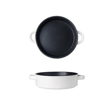 Imagem de Prato de serviço pratos de jantar de cerâmica com alça dupla de orelha chinesa vintage porcelana prato de jantar feito à mão prato de salada 24,4 cm pratos seguros para micro-ondas/geladeira (cor: C)