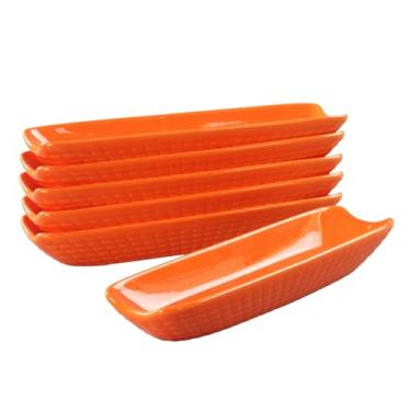 Imagem de LIUYWYHCF Suportes de espiga de milho Ceramic Select 23 cm, conjunto de 6 pratos brancos, para nozes, azeitonas, lanches, queijo, fundo antiderrapante – Seguro para micro-ondas e lava-louças