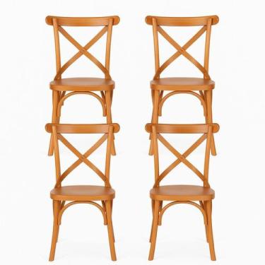 Imagem de Kit 4 Cadeiras Madeira Sala de Estar Gourmet Katrina Paris - Madeira M