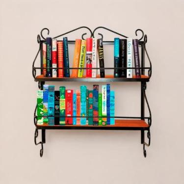 Imagem de Prateleira de Livros Artesanal Madeira e Ferro com Estilo Rústico Bras