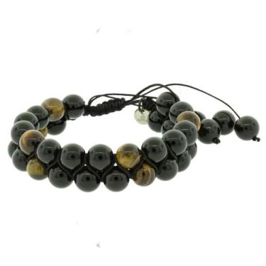 Imagem de Pulseira Nordic Barak Pedra Onix e Olho de Tigre 8mm 18 a 25cm - Conve