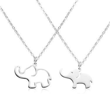 Imagem de RAMESONL Conjunto de colares de urso elefante da sorte de animais fofos 2 BFF presente de amizade para mamãe e eu irmã mulheres homens adolescentes aniversário Natal dia das mães joias