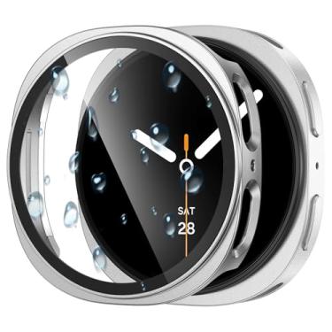 Imagem de Goton Capa à prova d'água para Samsung Galaxy Watch 8 protetor de tela de 44 mm com vidro temperado, 1 pacote com capa rígida de policarbonato para Galaxy Watch8 – sem neblina, sensível ao toque