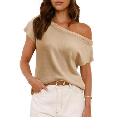 Imagem de Camisola Saodimallsu feminina de um ombro, cáqui