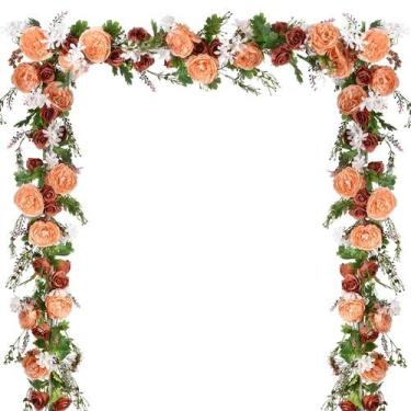 Imagem de Guirlanda de flores artificiais DearHouse Peony 1,8 m de seda, 2 unida