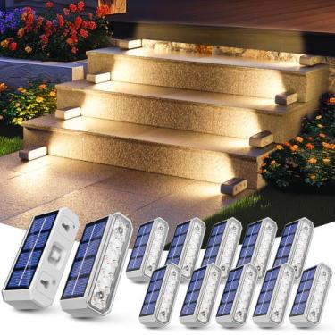Imagem de Solar Step Lights JOFIOS, pacote com 12, 14 LED, IP65, à prova d'água