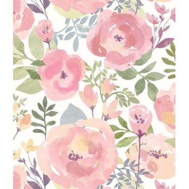 Imagem de Papel de parede Orainege Floral Peel Stick 43 cm x 500 cm de pêssego