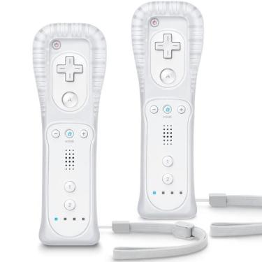 Imagem de Pacote de 2 controles remotos Wii TIANHOO com capa de silicone branca
