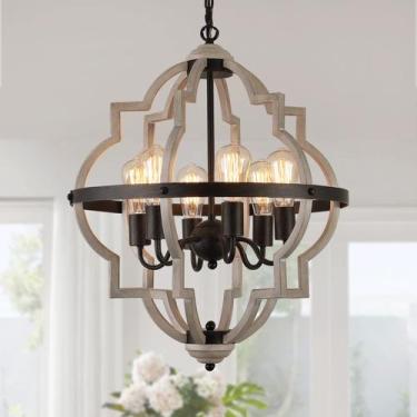 Imagem de Luminária MEIXISUE Lustre rústico de 6 luzes 55cm