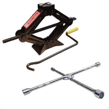 Imagem de Kit Macaco Sanfona 1 Ton Chave De Roda Cruz Carros Uno Gol - STEELS