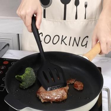 Imagem de Espátula de silicone, espátula de silicone, espátula de panqueca, utensílio de cozinha resistente a arranhões para panelas antiaderentes e frigideiras de ferro fundido