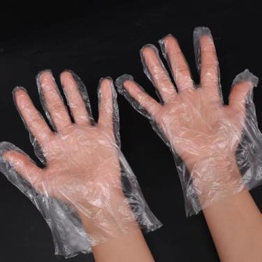 Imagem de 100 peças de luvas descartáveis de material PE luvas de borracha extra grossas para cozinha/limpeza, aderência antiderrapante e resistente a óleo, modelo 2