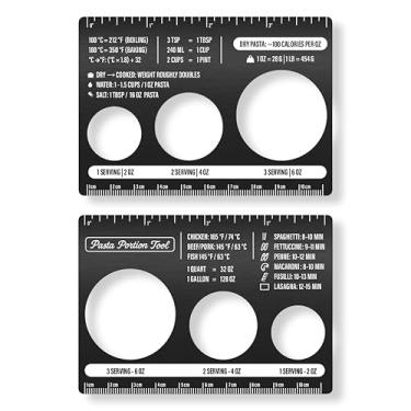Imagem de Ferramenta de medição de massa – Dispositivo de cozinha de aço inoxidável para controle de porção, medidor de espaguete com régua, guia de calorias e tabela de conversão de cozinha – utensílios de