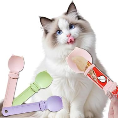 Imagem de Conjunto de 3 colheres de alimentação para gatos em forma de pata – Colher de silicone para comida de gato, colher de petisco, abridor de lata com colher, espátula de ração para animais de estimação