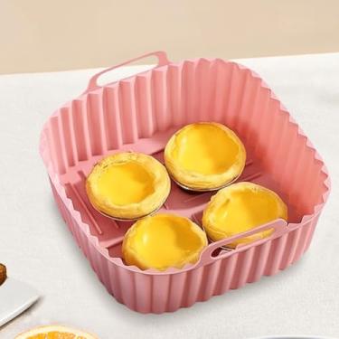 Imagem de Forros de silicone para fritadeira a ar, forros antiaderentes de silicone para fritadeira, acessórios para fornos de forno de airfryer, podem ser lavados na lava-louças (rosa)