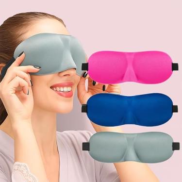 Imagem de Máscara de dormir para dormir de costas e de lado, pacote com 3, máscara ocular com bloqueio de luz 3D para dormir, proteção ocular de pressão zero para mulheres e homens, venda noturna leve
