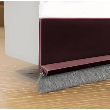 Imagem de Varredura de porta para parte inferior, design integrado de 100 cm C com escova autoadesiva embaixo da porta rolha para parte inferior das portas, vedação de poeira/ruído/isolamento de ar quente ou