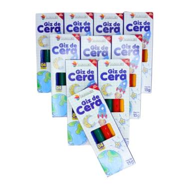 Imagem de 25 Cx Giz de Cera Pequeno 4 Cores P/Kit Festa Lembrancinha Artesanato Infantil