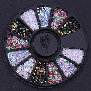 Imagem de Kit de strass de arte de unhas coloridas brilhantes, pedras de olho de cavalo planas 3D para unhas DIY, joias e acessórios de artesanato, cores mistas