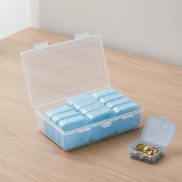 Imagem de Caixa de armazenamento portátil de joias com 12 mini recipientes, estojos de armazenamento de plástico transparente para organizador de contas de joias de viagem