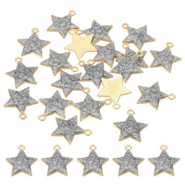 Imagem de 20 pingentes de estrela, pulseira pentagrama, pingentes pequenos de liga de resina a granel para fazer joias, pulseiras, brincos, colares, artesanato, faça você mesmo, prateado